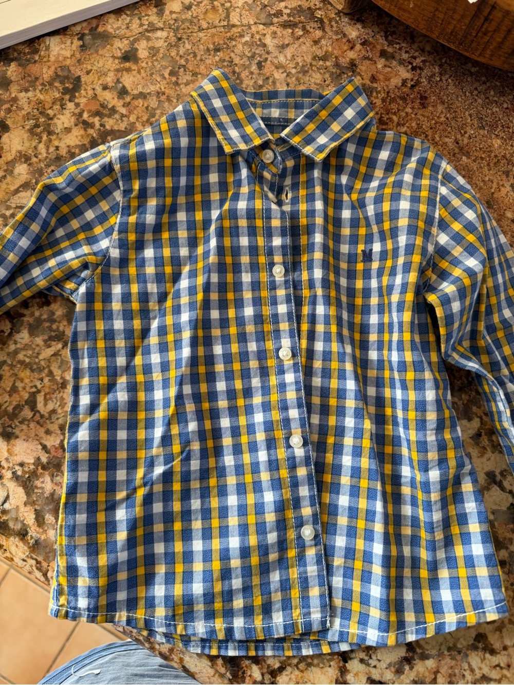 Mayoral Blue and Yellow Checked Button-Down Shirt